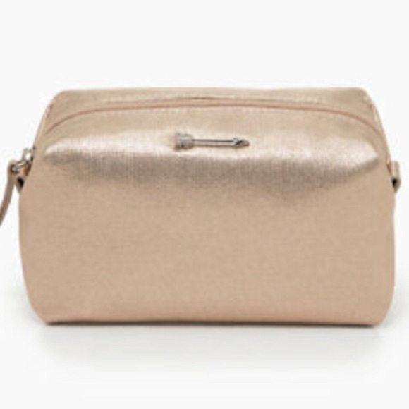 Stella & Dot Handbags - Stella & Dot Metallic Pink Champagne Pouf
